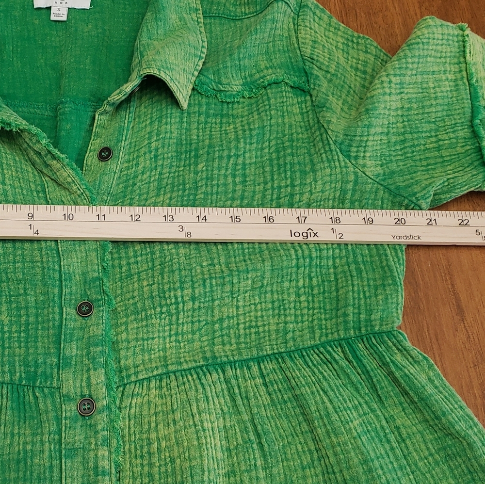 Umgee Lime Green Button-Down Oversized Babydoll T… - image 5